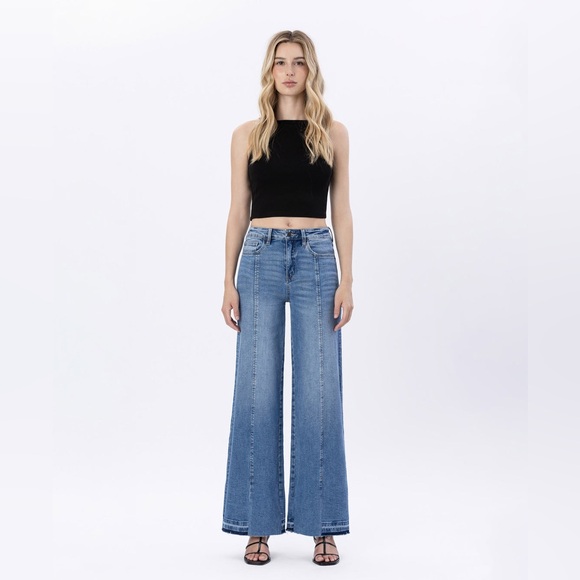 NWT - Resolute - Super High Rise Split Seam Wide Leg Jeans - Picture 1 of 4